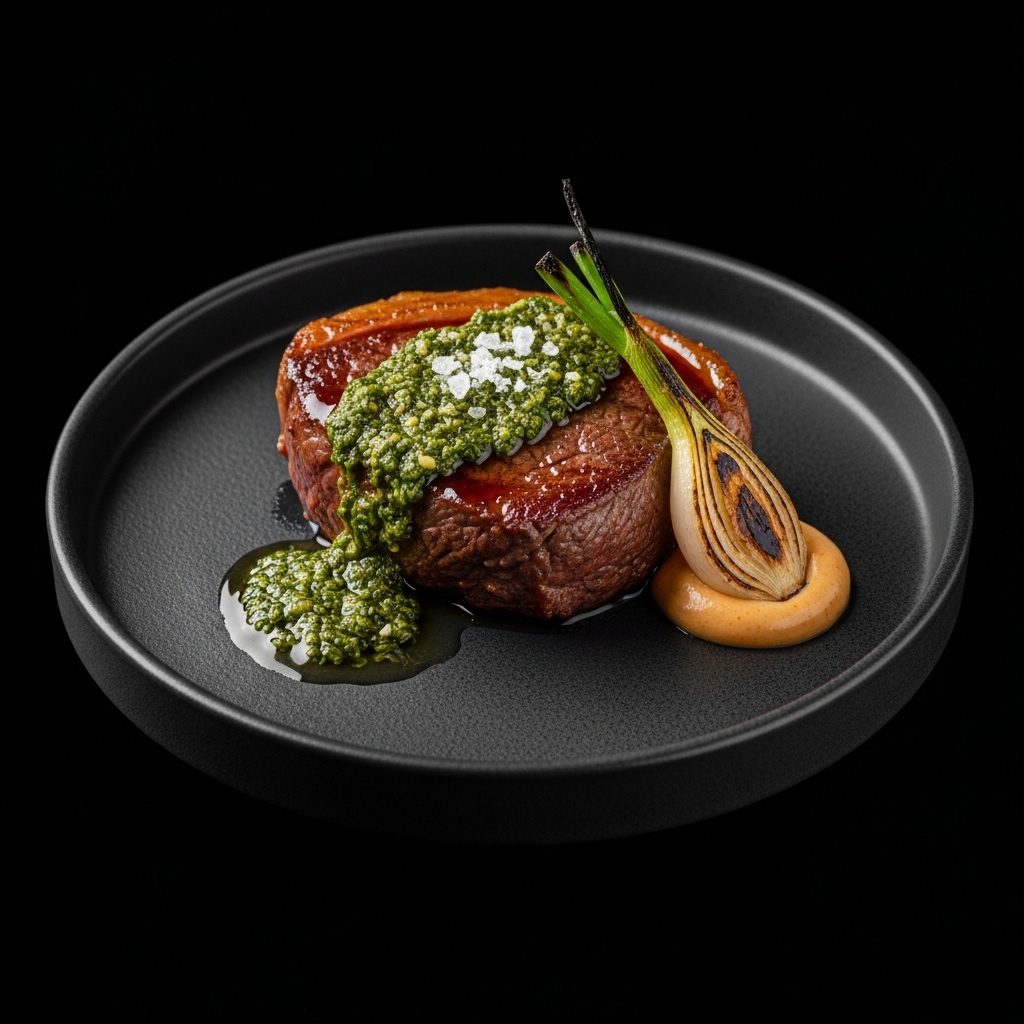 Picanha en plato negro